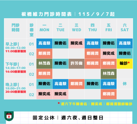 板橋維力門診表