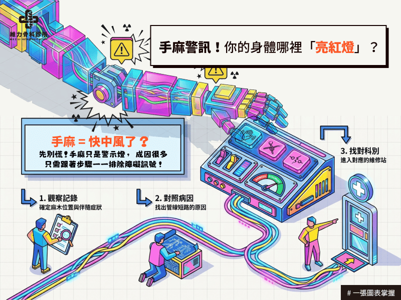 手麻警訊不驚慌,按步驟一一排除,找到對的科別