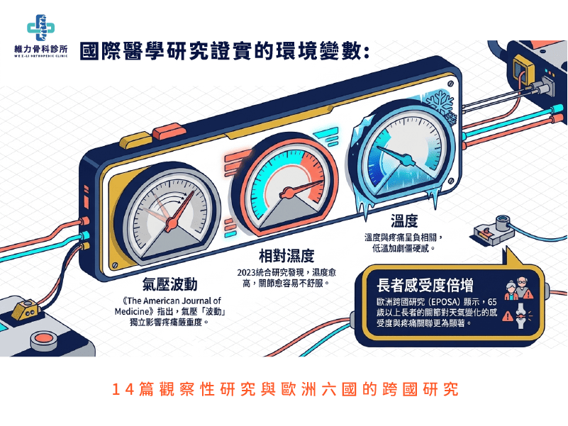 國際研究顯示關節受氣壓、濕度、溫度影響
