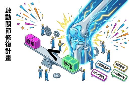啟動膝關節修復計畫；修復大於磨損